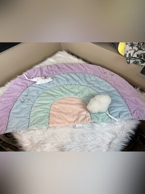 Pottery Barn Kids Pastel Rainbow Play Mat - Plush Baby Floor Blanket